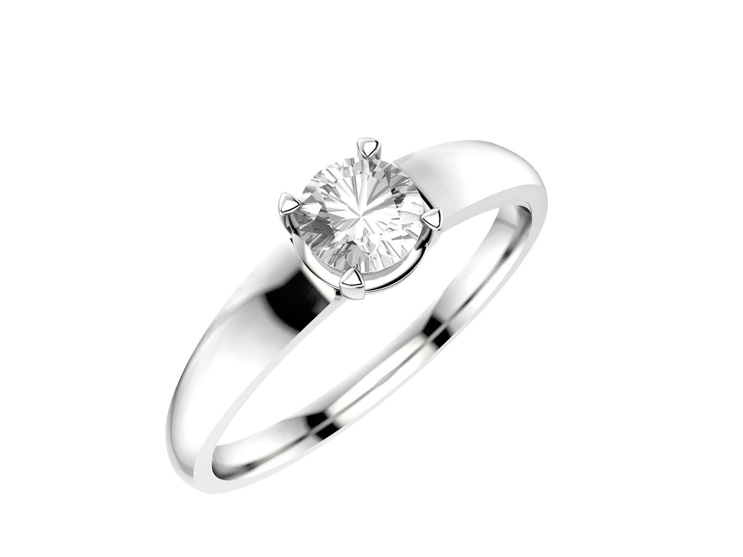 Forever engagement ring,  platina 950, set with a brilliant-cut diamond available in 0.3 to 0.39 carats. 