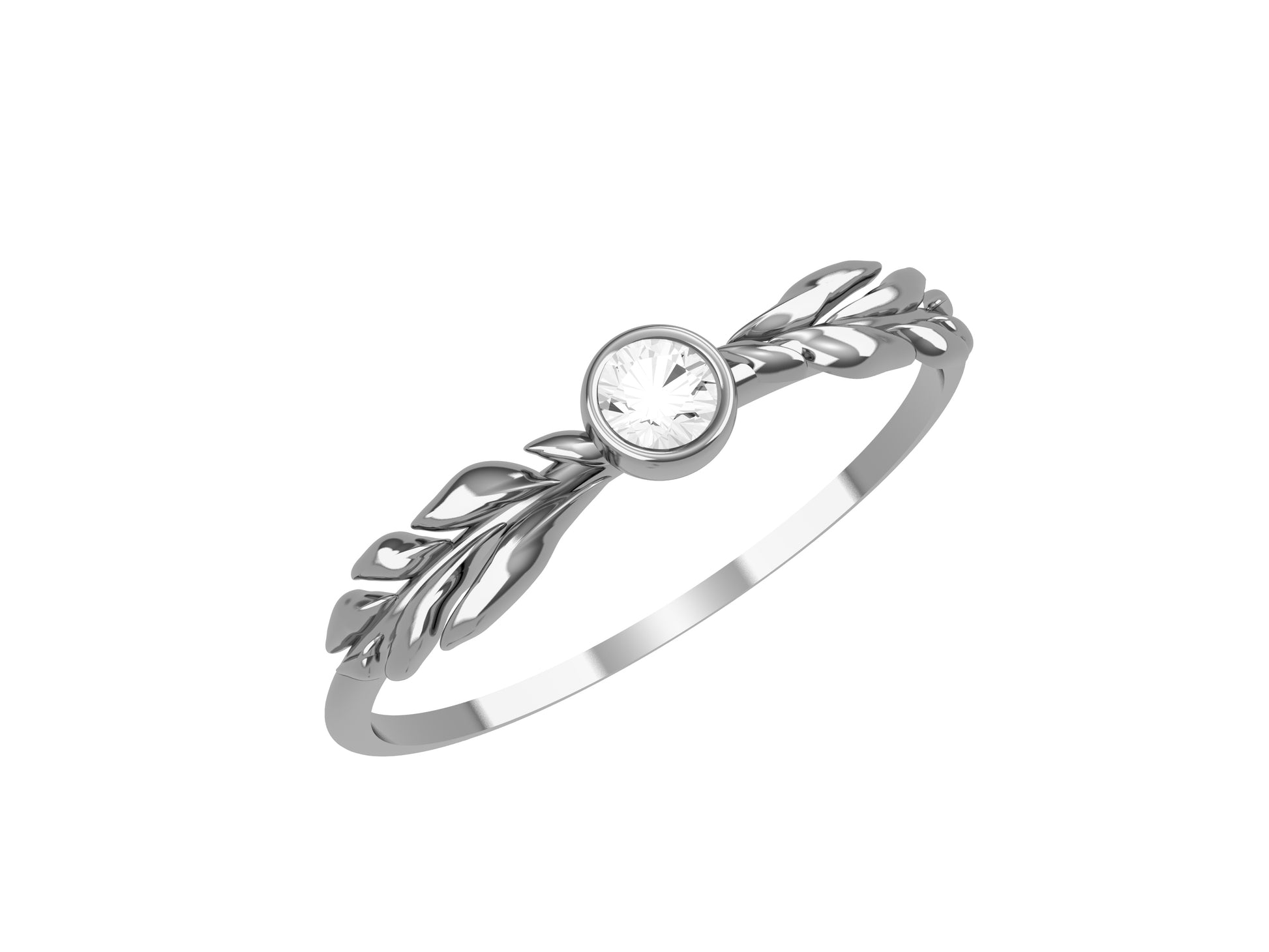 Flores de MatiJaro ring 18K white gold, set with a diamond available in 0.01 carats. 