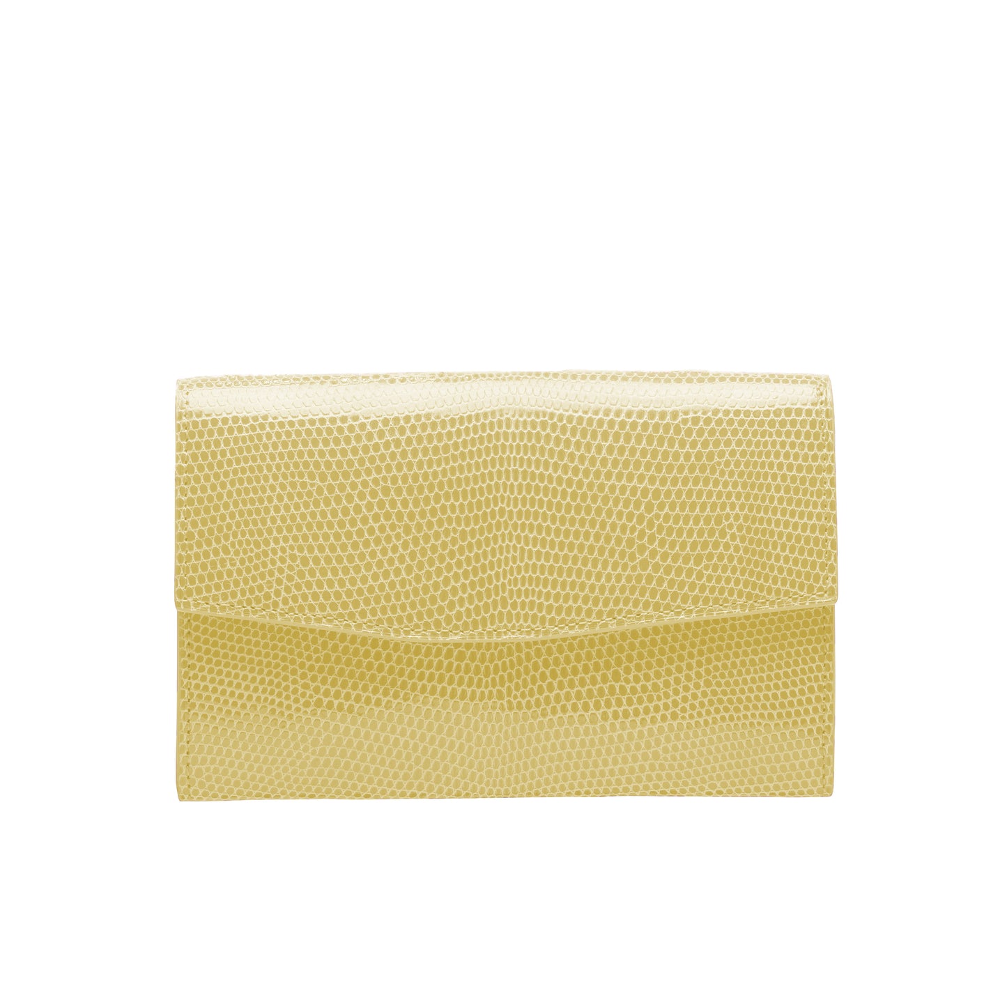 Tehuti GDLD Rainbow medium wallet in Beige shiny lizard leather with  2 credit card slots, 2 pockets, zipped change purse.