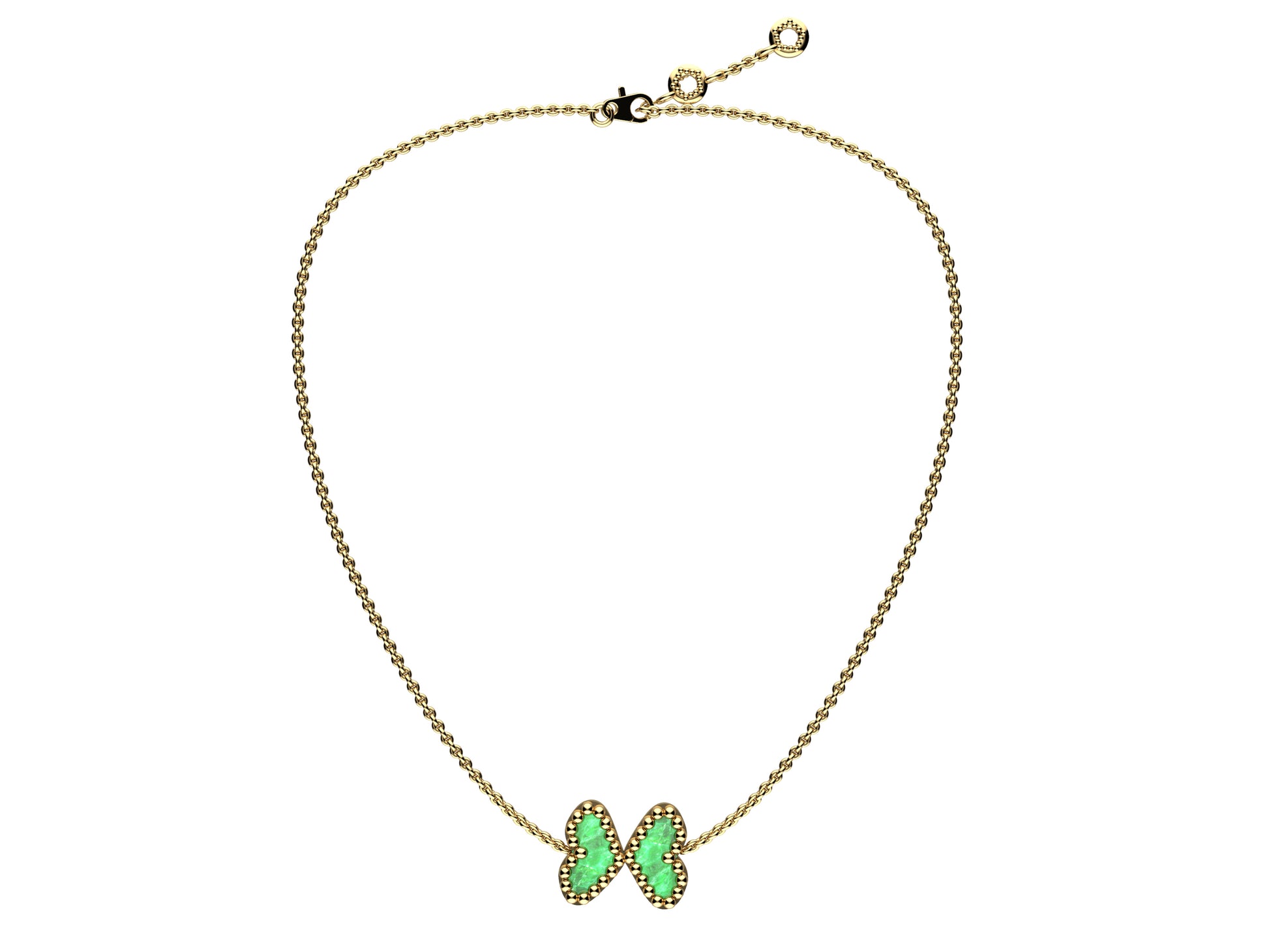 MatiJaro Heart necklace, 18K yellow gold, malachite.